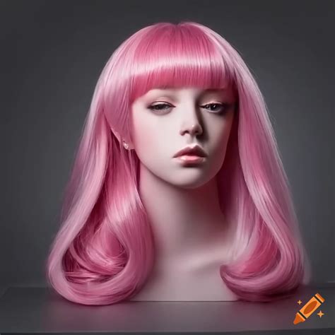 Silken pink wig on a table