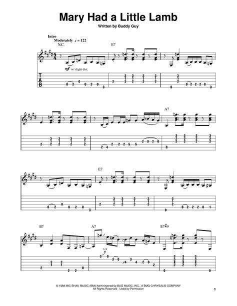 Mary Had A Little Lamb by Stevie Ray Vaughan - Easy Guitar Tab - Guitar ...