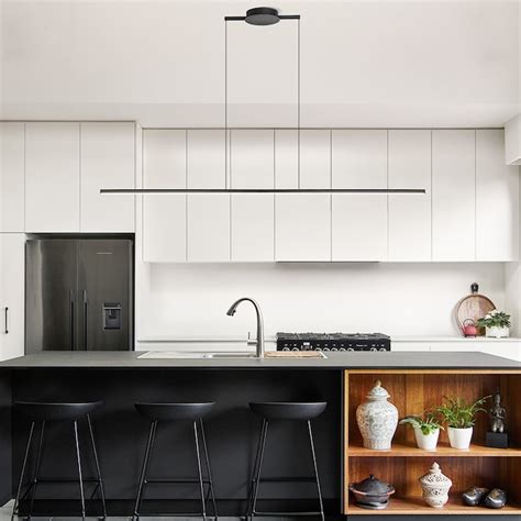 EDISLIVE Neculina Black Modern Linear LED Large Hanging Kitchen Island ...