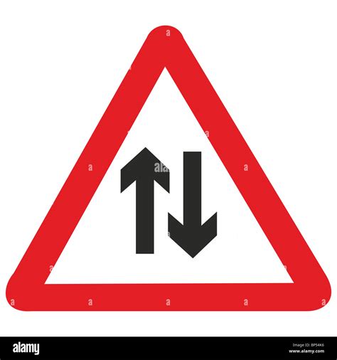 uk road sign arrows two way traffic drive on left Stock Photo: 30846234 ...