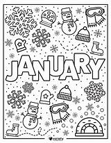 January Coloring Page  Pages Winter New Year sketch template