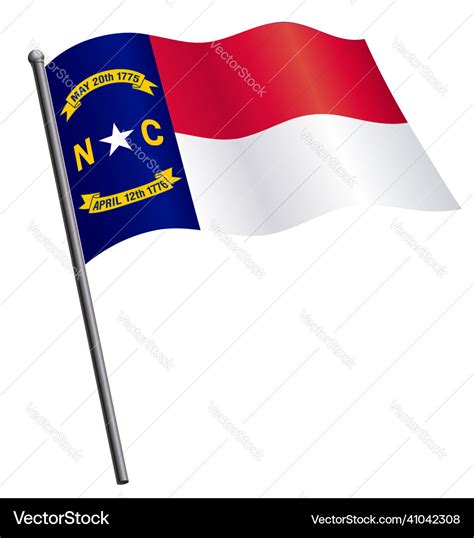 North carolina state flag flying on flagpole Vector Image