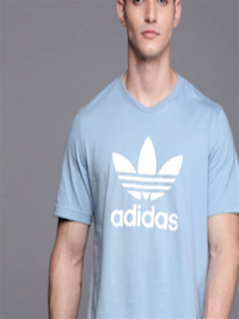 Buy ADIDAS Originals Men Blue & White TREFOIL Regular Fit Brand Logo ...