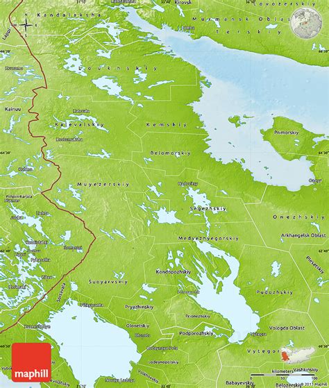 Physical Map of Republic of Karelia