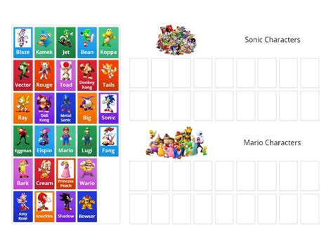 Sonic Characters And Mario Characters - Group sort