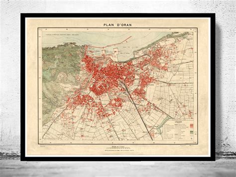 Old Map of Oran Algeria 1928 Vintage Map Wall Map Print - VINTAGE MAPS ...