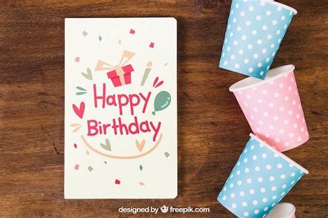 Free PSD | Card mockup with birthday design