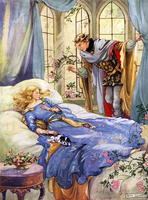 SLEEPING Beauty Vintage Fairy Tale Illustration. Digital | Etsy