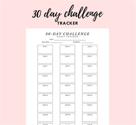 30 Day Challenge Tracker Template Printable/ Digital - Etsy