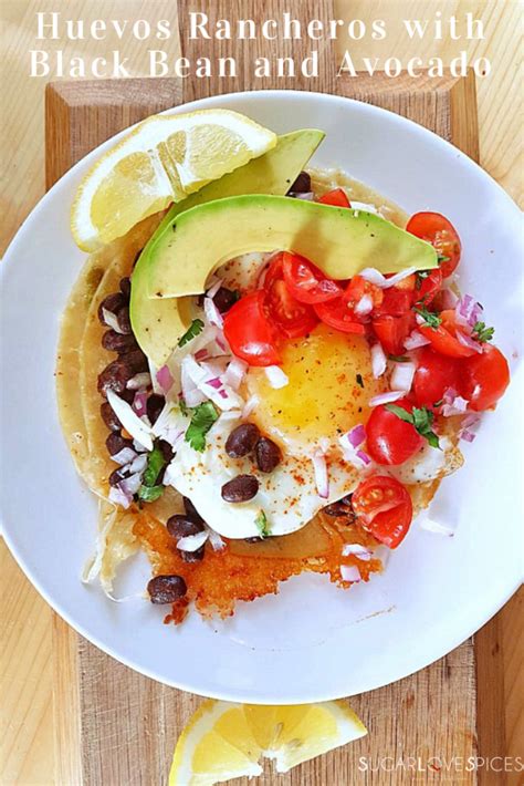 Huevos Rancheros with Black Bean and Avocado - SugarLoveSpices