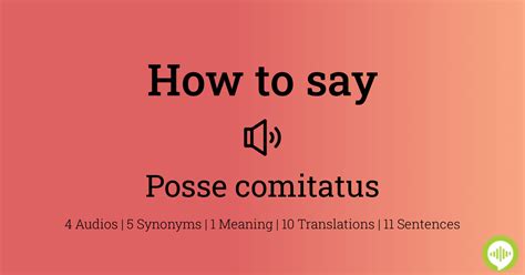 How to pronounce posse comitatus | HowToPronounce.com