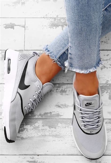 Nike Air Max Thea Grey Trainers | Gray nike shoes, Tennis shoes outfit, Tennis shoe outfits summer