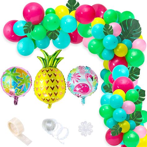 106Pcs 16Ft Tropical Hawaiian Balloon Garland Kit Jungle Luau Party ...