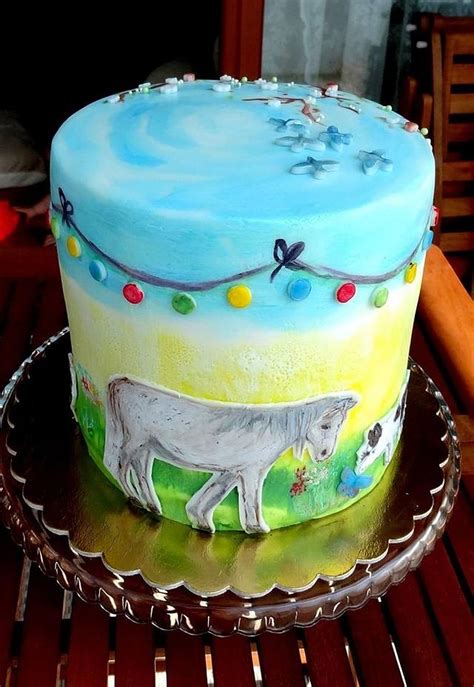 village handpainted cake - Decorated Cake by Marta Behnke - CakesDecor