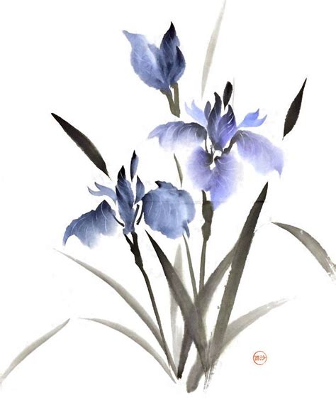 [Sumie] Irises by bsshka | Lezioni di acquerello arte, Acquerello floreale, Illustrazioni floreali