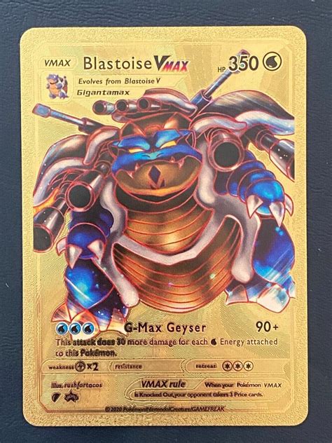 Mavin | Blastoise Vmax Gold Foil Fan Art Pokemon Card Display Card