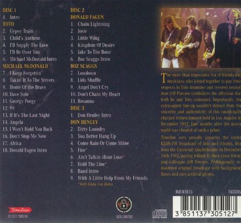 TOTO/VARIOUS - Jeff Porcaro Tribute Concert 1992 CD at Juno Records.