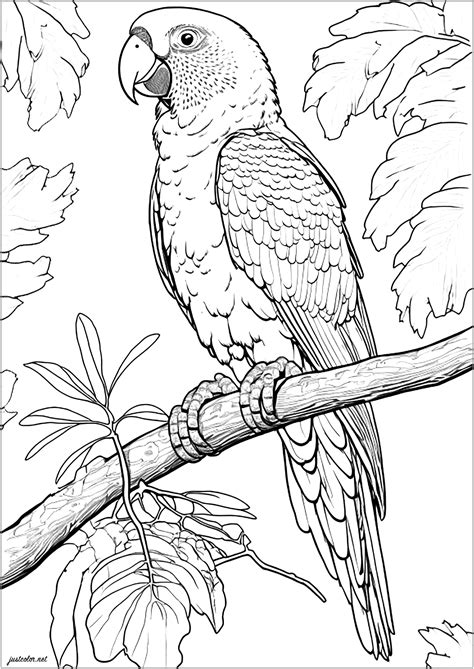 Realistic Amazon parrot - Bird Coloring Pages for adults