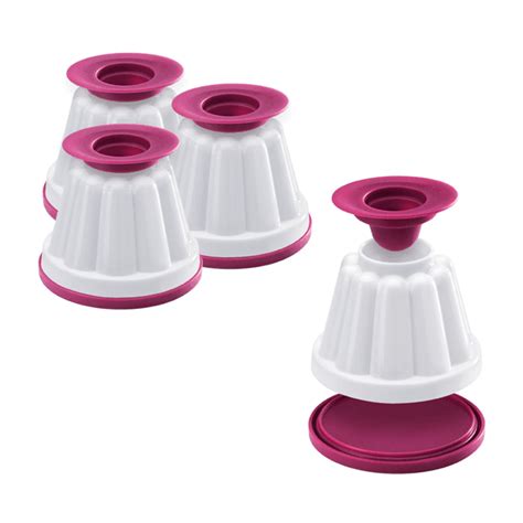 Metaltex Plastic Set 4 Creme Caramel Molds Pink White | Jomla.ae