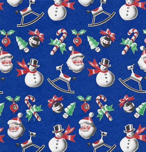 1940s Christmas Wrapping Paper/tissue Paper Santa Face Snowman | Etsy