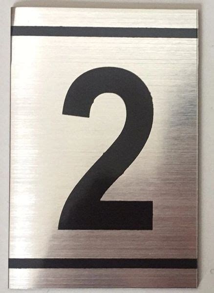 DOB SIGN: NUMBER TWO SIGN - 2 SIGN– BRUSHED ALUMINUM (2.25X1.5) | HPD ...