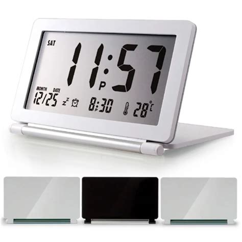 Folding LCD Mini Travel Alarm Clock Weather Station Desk Temperature ...