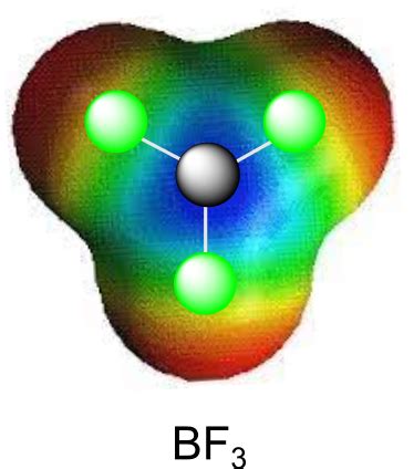 An electrostatic potential map of boron trifluoride is shown. Is BF3 likely to be a nucleophile ...