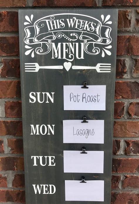 Menu Board, Meal Planning Sign, Weekly Meal Planning, Wooden Menu Board ...