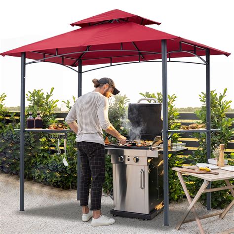 ABCCANOPY 8'x 5' Grill Gazebo Shelter, Double Tier Outdoor BBQ Gazebo Canopy with LED Light ...