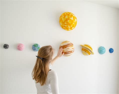 Solar System Hanging Model With Stars, Sun and Planets Mobile, Outer Space Nursery, Galaxy Decor ...