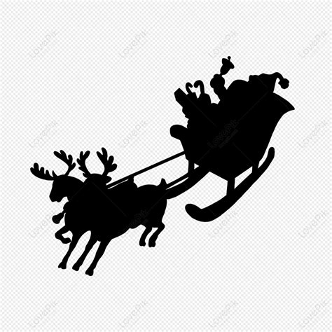 Christmas Santa Reindeer Sleigh Silhouette, Santa Claus, Reindeer, Santa Reindeer Sleigh PNG ...