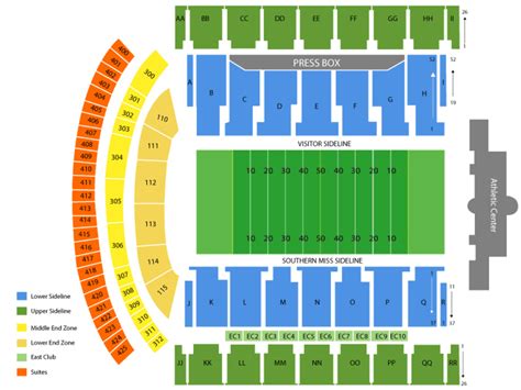 Seating Chart | M.M. Roberts Stadium | Hattiesburg, Mississippi