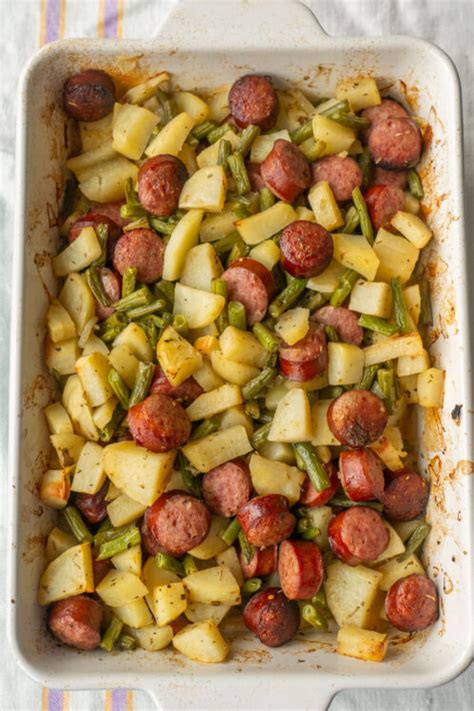 Kielbasa Potato and Green Bean Casserole - Brooklyn Farm Girl