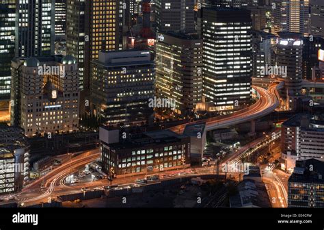 Osaka night skyline Stock Photo - Alamy