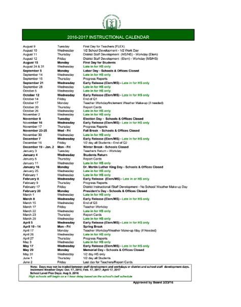 Berkeley County Instructional Calendar