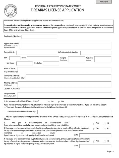 GA Firearms License Application - Rockdale County - Complete Legal Document Online | US Legal Forms