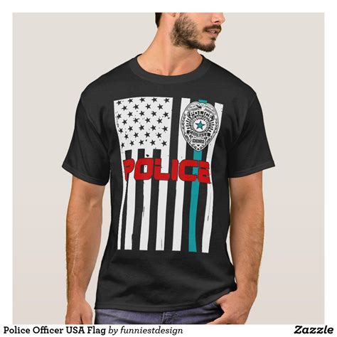 Police Officer USA Flag T-Shirt | Zazzle.com | Flag tshirt, Shirts ...