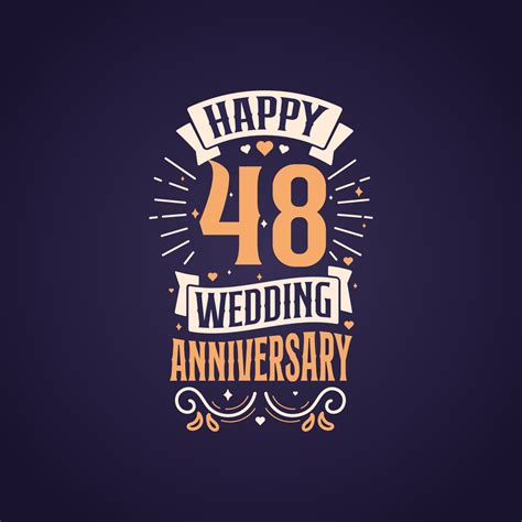 Happy 48th wedding anniversary quote lettering design. 48 years ...