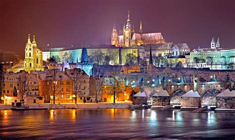 Prague Castle District Lit Up at Night · Free Stock Photo