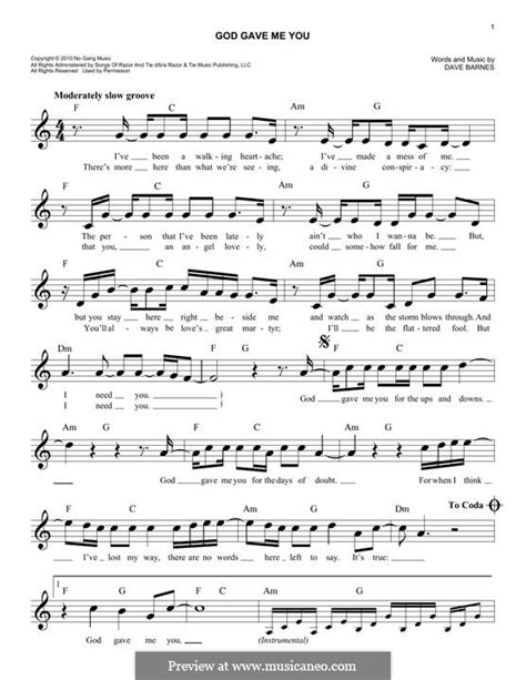 God Gave Me You by D. Barnes - sheet music on MusicaNeo