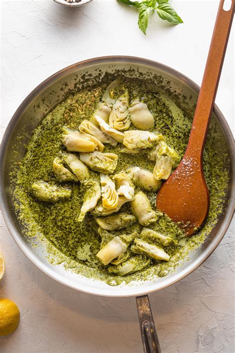 Pasta with Artichoke Hearts, Pesto, and Lemon - Nourish and Fete