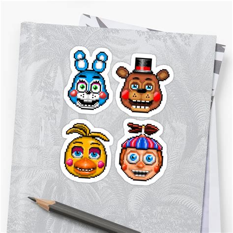 "Five Nights at Freddy's 2 - Pixel art - Toy Animatronics sticker pack" Stickers by GEEKsomniac ...