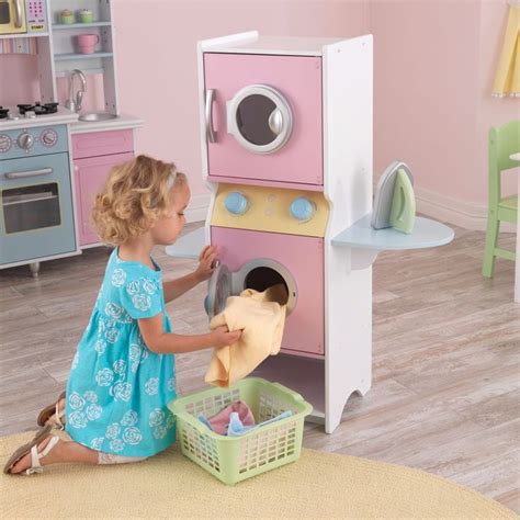 Pretend Kids Play Laundry Set Children Washer Dryer Washing Machine Pastel Pink #Kidkraft | Kids ...