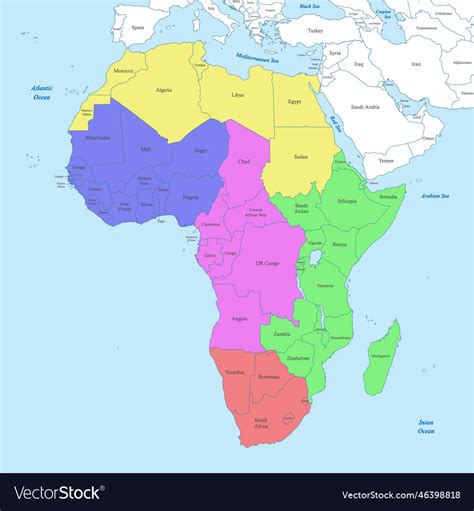 Map of africa with borders the states Royalty Free Vector