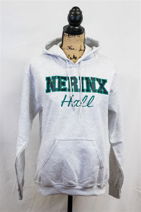 Nerinx Hall sweatshirt hoodie with plaid applique and embroidery