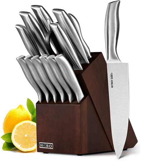 HOBO Knife Set,14-Piece Knives with Wooden Block, All-Purpose Kitchen ...