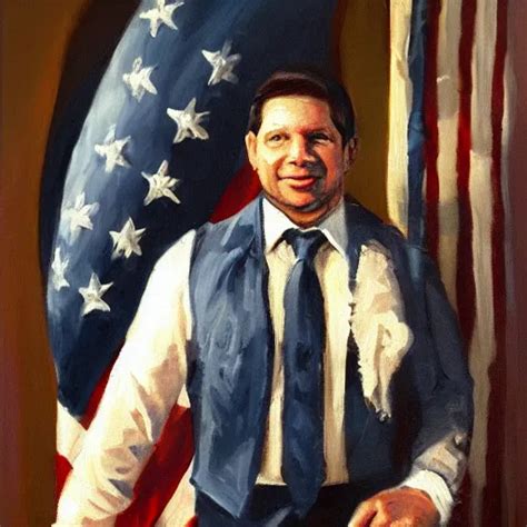 oil painting of Ron Desantis in front of a Betsy Ross | Stable Diffusion | OpenArt