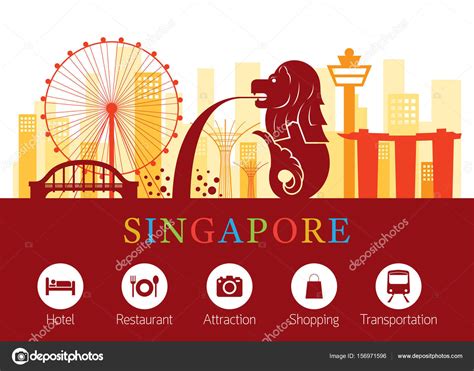 Singapore Landmarks Skyline with Accommodation Icons Stock Vector Image by ©muchmania #156971596