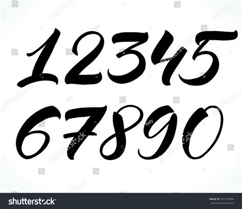 Brush Lettering Numbers Modern Calligraphy Handwritten Stock Vector (Royalty Free) 764179666 ...