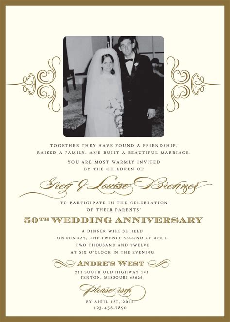 19 Awesome Golden Jubilee Marriage Anniversary Invitation Car… | 50th anniversary invitations ...